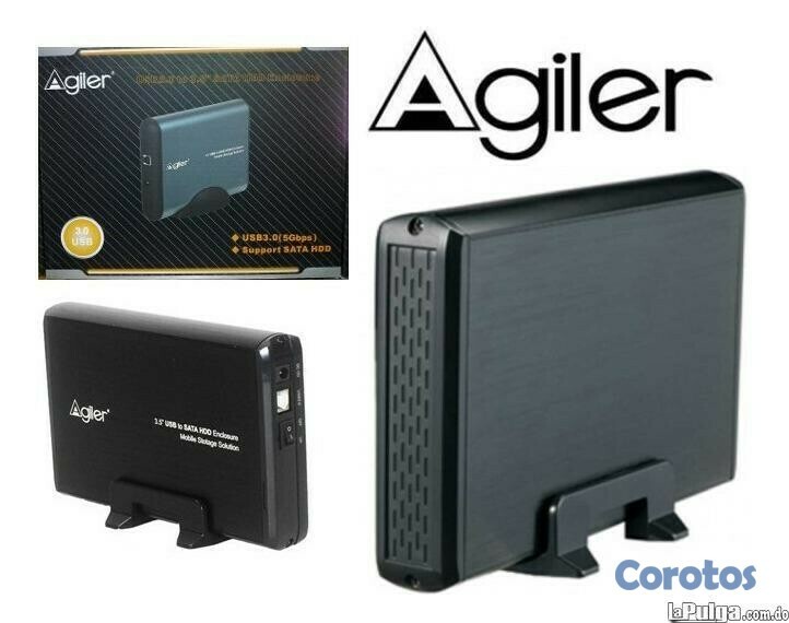 computadoras y laptops - CAJA USB 3.5" AGILER PARA DISCO DURO SATA, USB 3.0