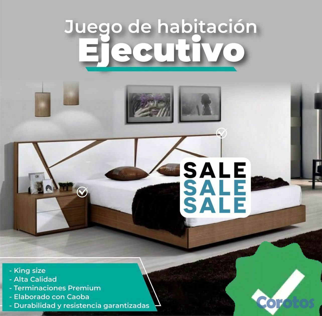 muebles y colchones - JUEGO DE HABITACIÓN EN CAOBA TAMAÑO KING 1