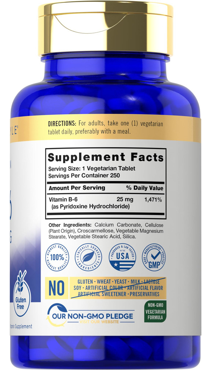 Salud y Equipamiento Médico - Vitamina B6 | 25mg | Carlyle 1