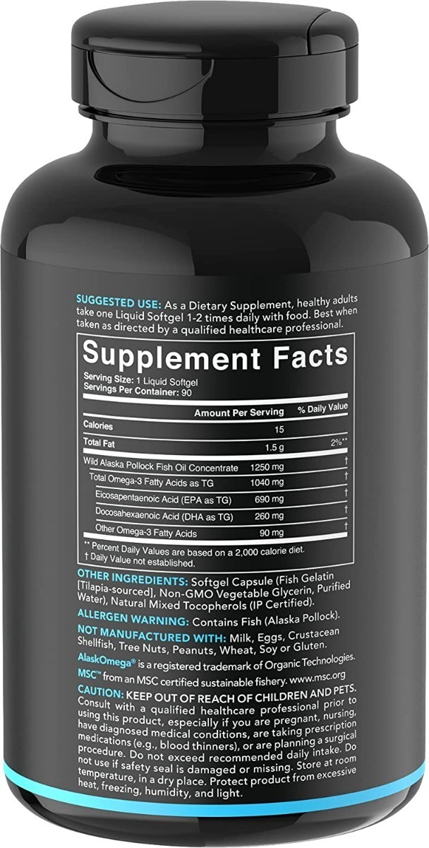 Salud y Equipamiento Médico - Omega-3 Aceite De Pescado Salvaje De Alaska 1250 Mg 90 Cap 1