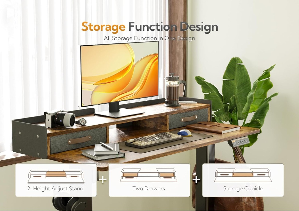 muebles y colchones - Claiks Escritorio De Pie Electrico Con Cajones 48 Pulgada 1