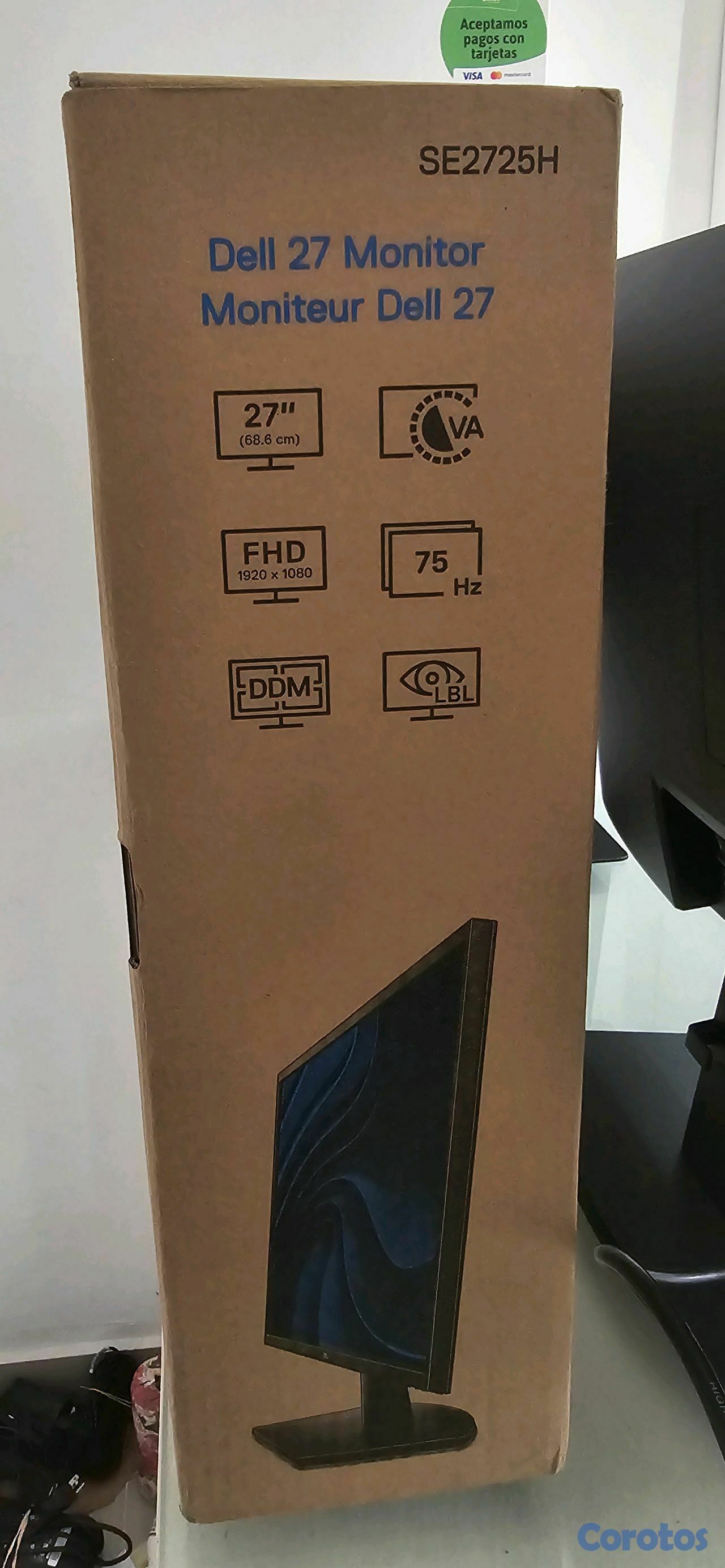 computadoras y laptops - Monitor Dell 27 Pulg hdmi Nuevo en Caja Sellado full 1080p a 75hz  2