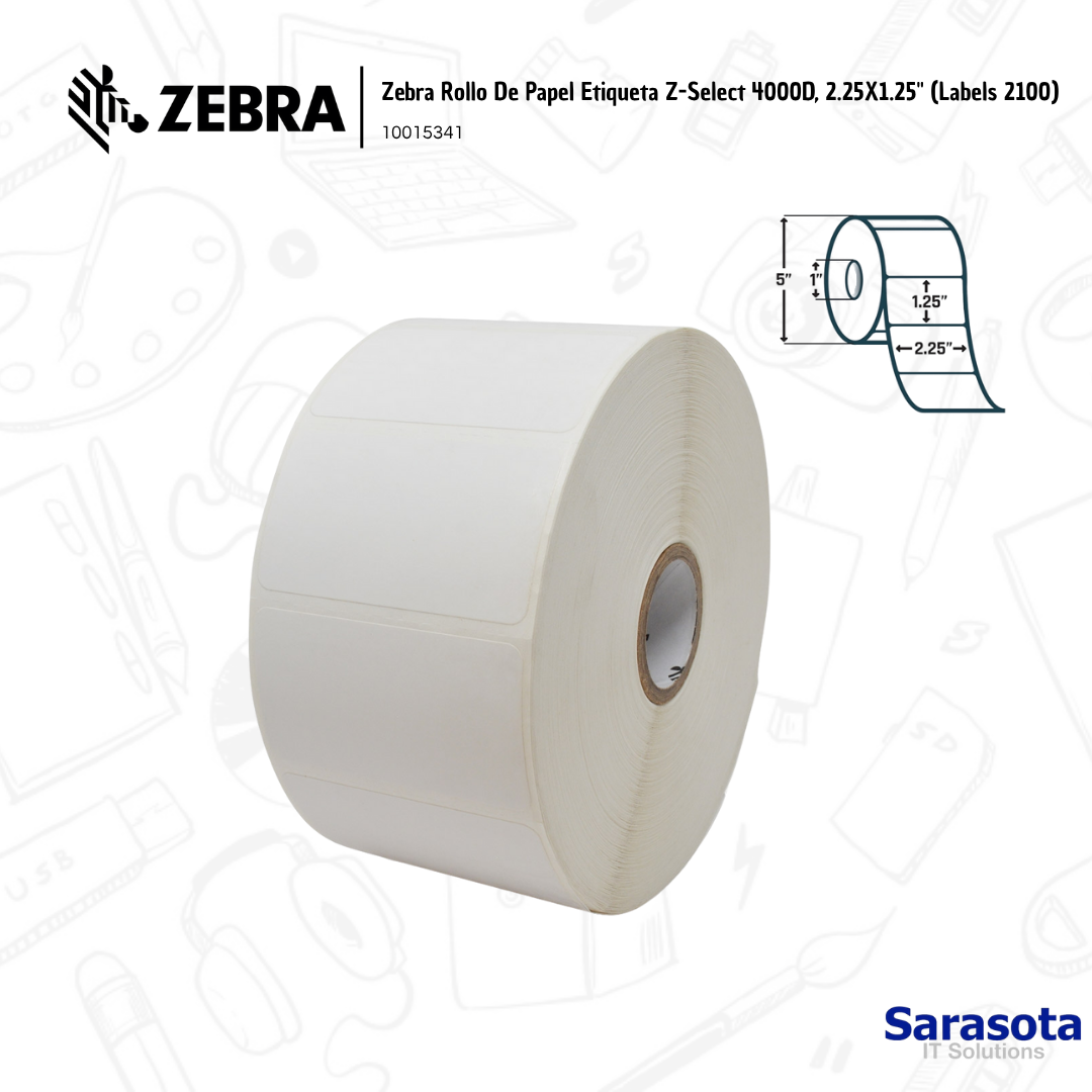 accesorios para electronica - Zebra Rollo De Papel Etiqueta 4000D, 2.25x1.25 0
