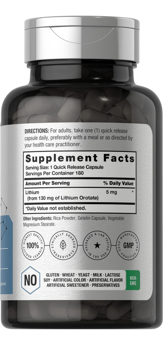 Salud y Equipamiento Médico - Orotato De Litio 130mg 180 Cap Horbaach 1