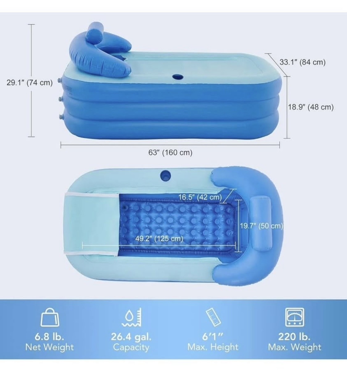 herramientas, jardines y exterior - Bañera inflable para adultos. 6