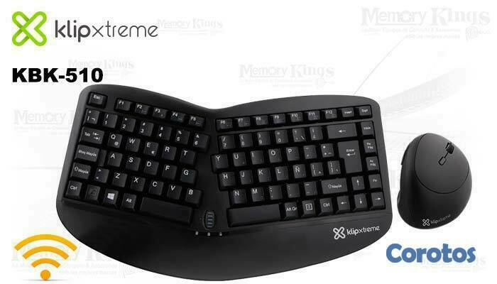 computadoras y laptops - TECLADO MOUSE KLIPX, INALAMBRICO, ERGONOMICO, MULTIMEDIA, BLACK, ESPAÑOL 1
