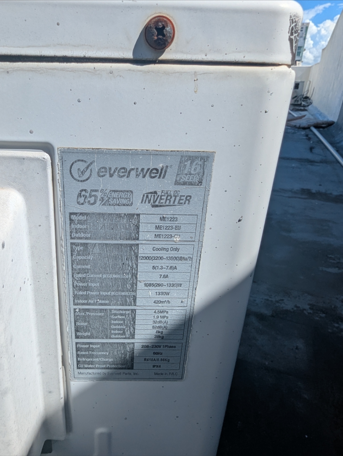 aires acondicionados y abanicos - AIRE ACONDICIONADO INVERTER EVERWELL 12MIL BTU EFIC 16, COMO NUEVO 3