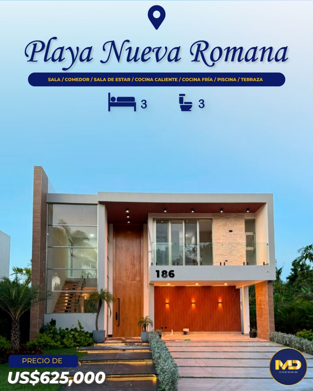 casas vacacionales y villas -  SE VENDE VILLA DE LUJO CON PISCINA Y TERRAZA  UBICADA EN PLAYA NUEVA ROMANA 0