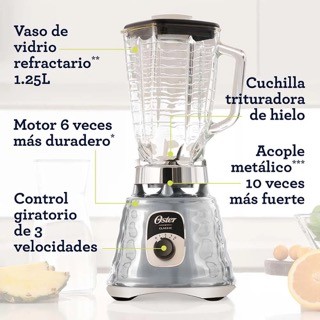 electrodomesticos - Licuadora clásica Oster cromada con perilla ergonómica de 3 velocidades 700watts 1