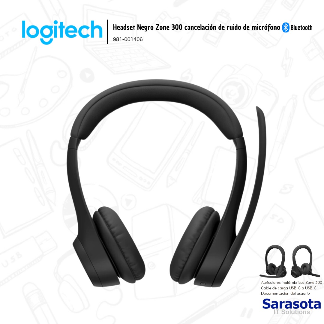 camaras y audio - Logitech Headset Zone 300 con micrófono Bluetooth  2