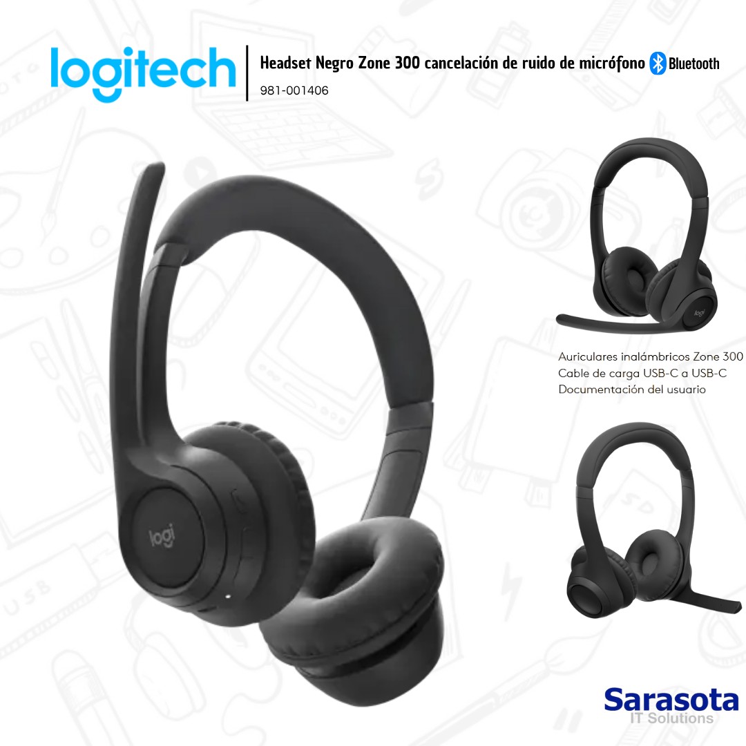 camaras y audio - Logitech Headset Zone 300 con micrófono Bluetooth  3