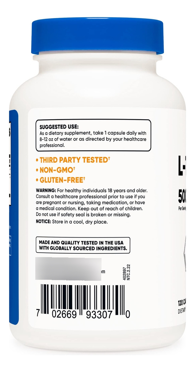 Salud y Equipamiento Médico - L-triptofano 500 Mg 120 Cap Nutricost 4