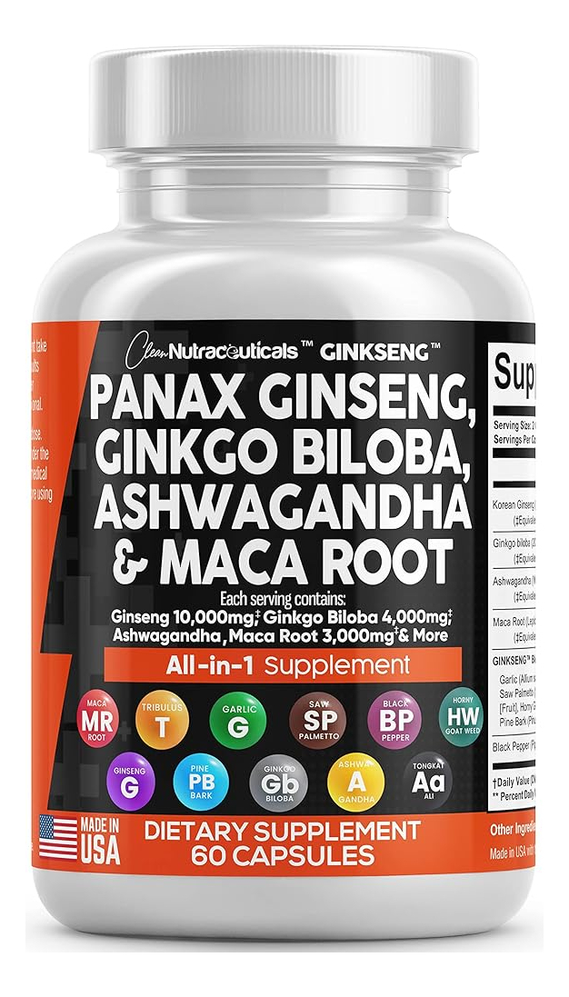 Salud y Equipamiento Médico - Panax Ginseng 10000mg Ginkgo Biloba 4000mg Ashwagandha Maca