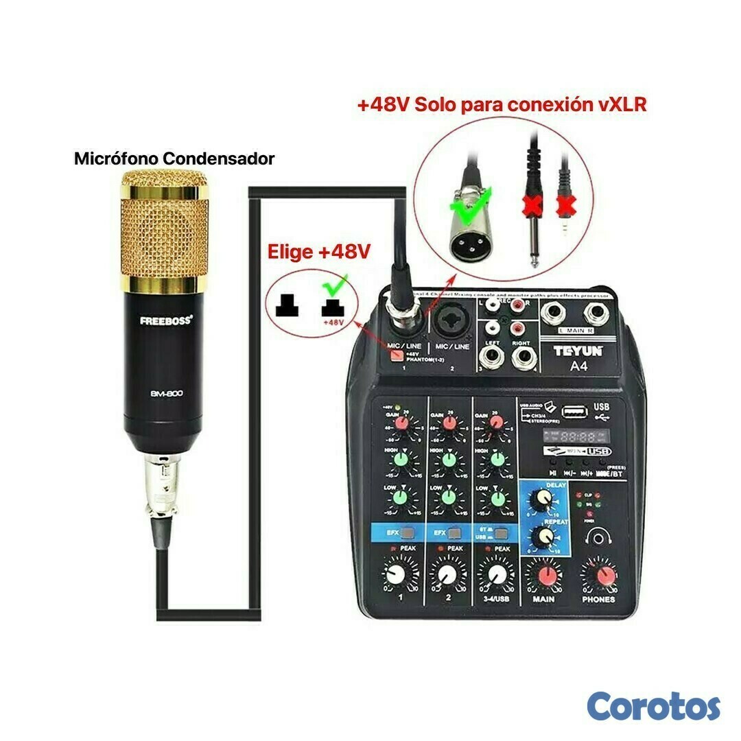 camaras y audio - MEZCLADORA DE AUDIO TEYUN A4 - 4 CANALES 6