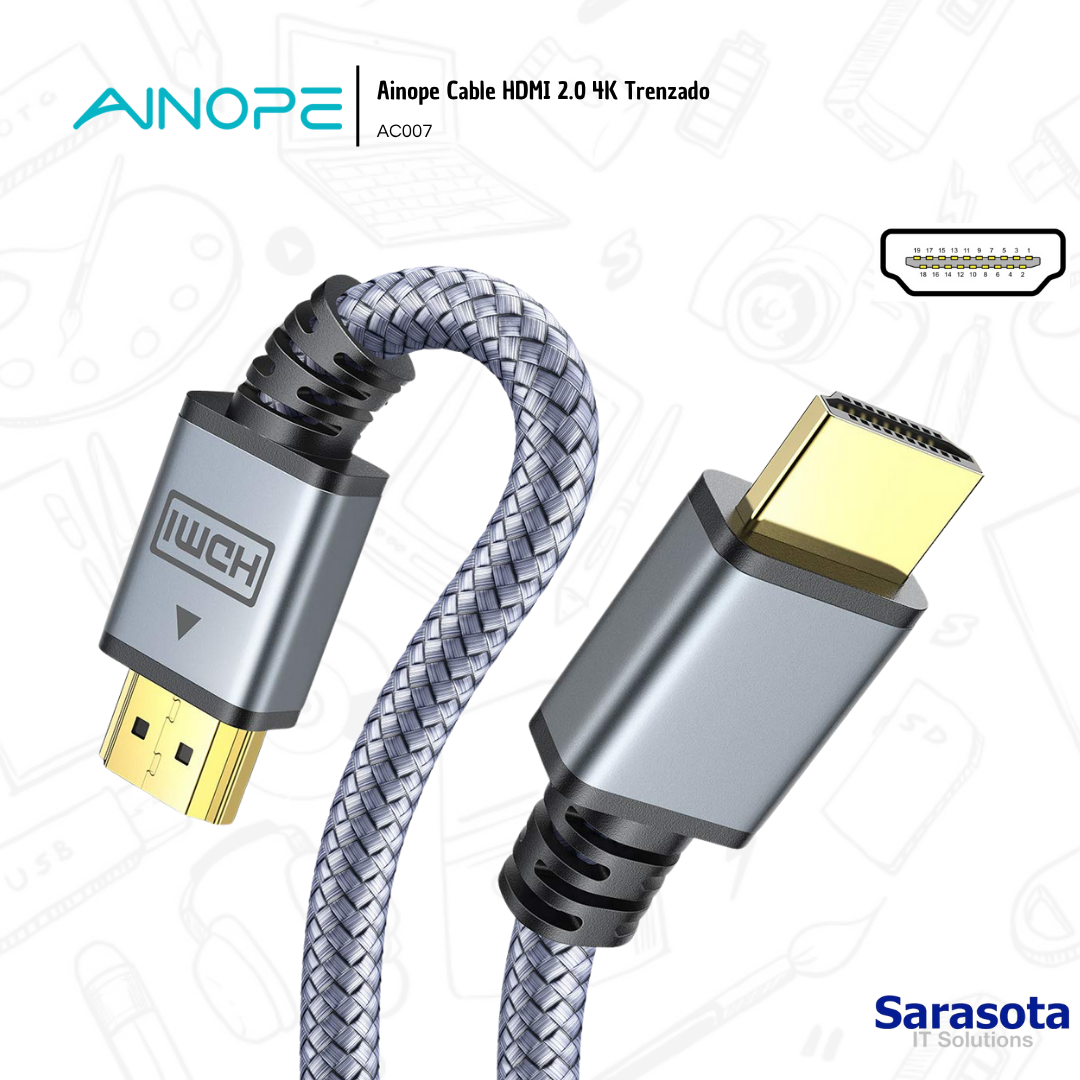 accesorios para electronica - Ainope Cable HDMI 2.0 4K Trenzado 2