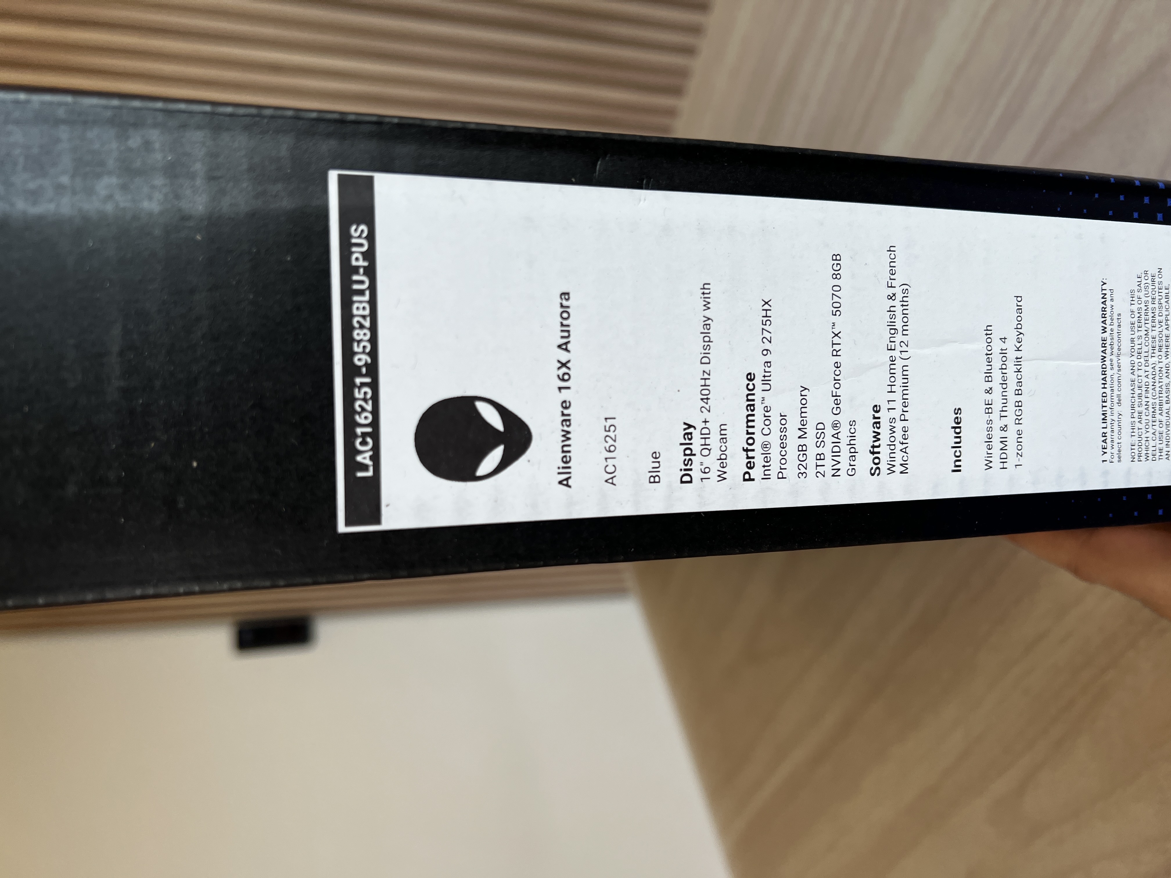 computadoras y laptops - ALIENWARE 16X AURORA 16” 240HZ ULTRA 9 275HX  32GB RAM  2TB SSD RTX 5070 8GB 2