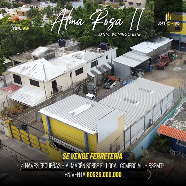 oficinas y locales comerciales - Se vende local comercial en Alma Rosa 2da con 832mts Santo Domingo este 0