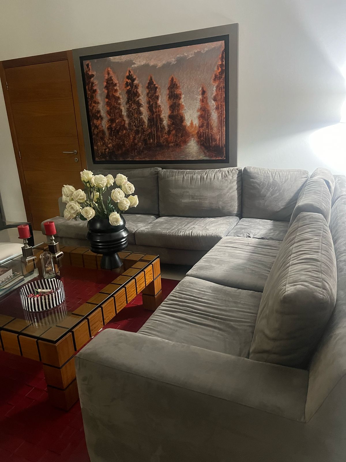 muebles y colchones - Sofá Modular en L 3 Piezas, Tela + Patas Metálicas