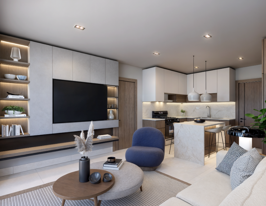 apartamentos - Apartamento de 1 Habitación moderno en Santiago 2