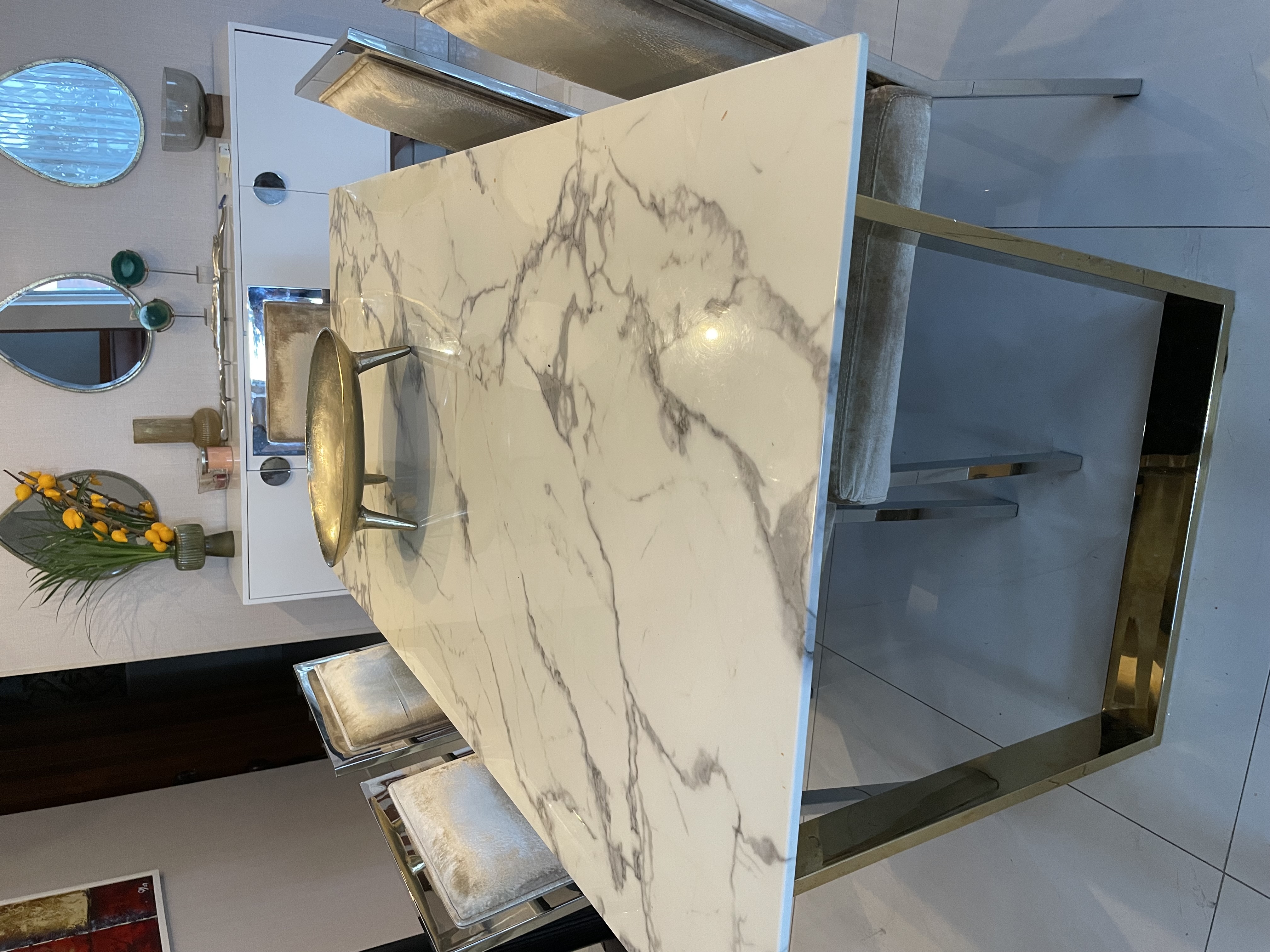 muebles y colchones - Mesa de comedor, tope tipo mármol 