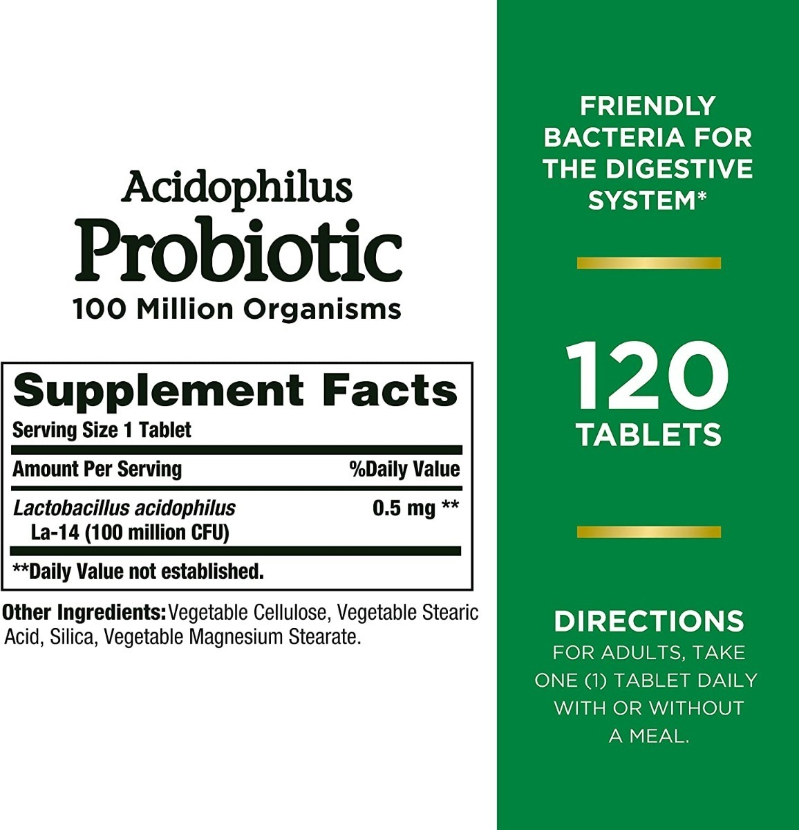 Salud y Equipamiento Médico - Probiotico Acidophilus Salud Digestiva 120 Tab Nature's Boun 1