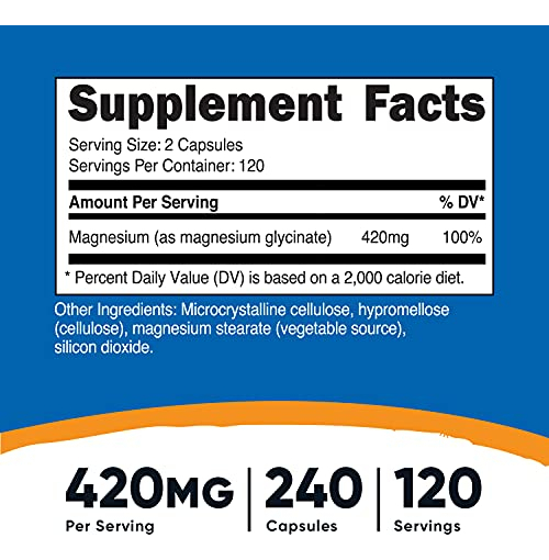 Salud y Equipamiento Médico - Glicinato De Magnesio 420 Mg-nutricost 1