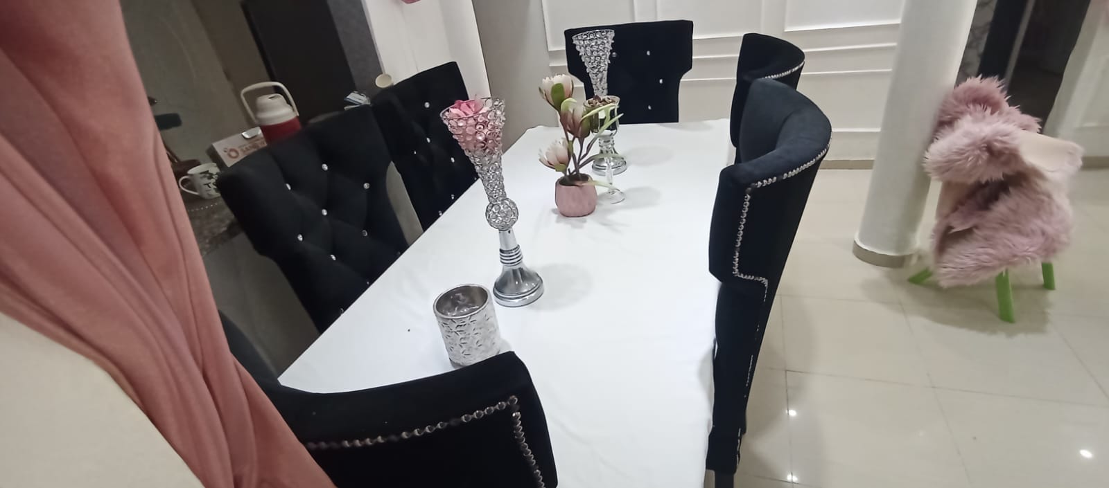 muebles y colchones - ELEGANTE COMEDOR TAPIZADO EN NEGRO 2