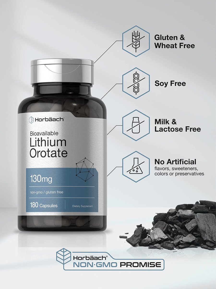 Salud y Equipamiento Médico - Orotato De Litio 130mg 180 Cap Horbaach 3
