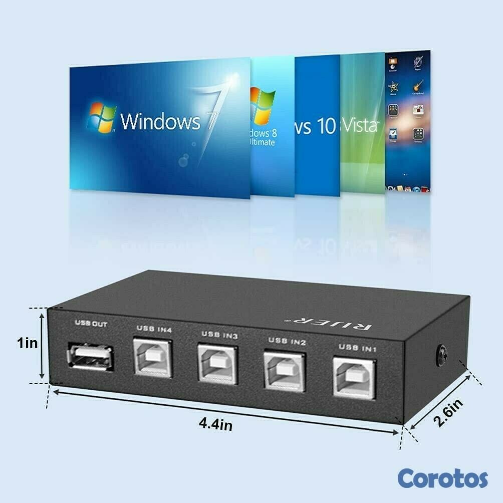 accesorios para electronica - Interruptor selector 4 puertos USB 2.0 - Switch USB 5