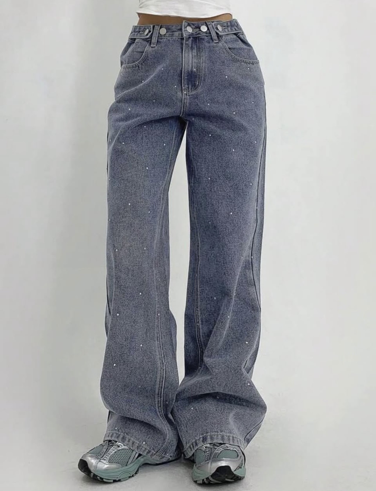 ropa para mujer - Jeans rectos con brillos DAZY SHEIN – Talla L – NUEVOS