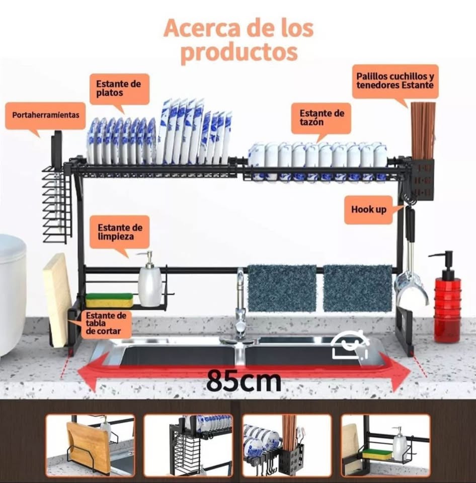 electrodomesticos - Escurridor para fregadero de dos bocas  0