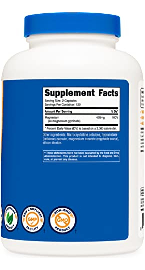 Salud y Equipamiento Médico - Glicinato De Magnesio 420 Mg-nutricost 3