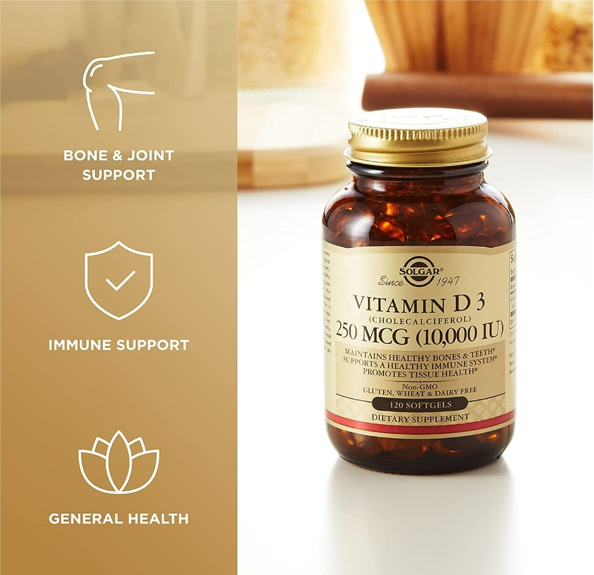 Salud y Equipamiento Médico - Vitamina D3 (colecalciferol) 10,000 Iu Solgar -120 Cápsulas 2