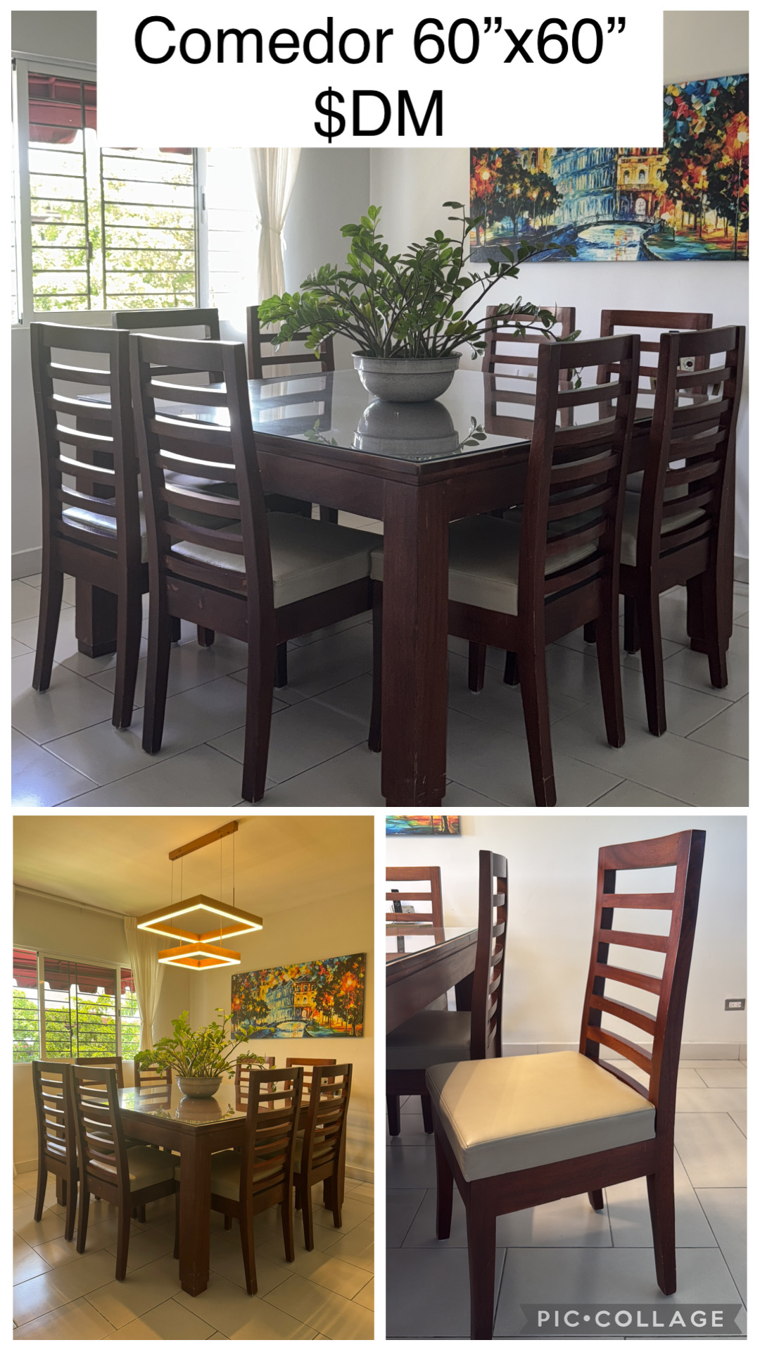muebles y colchones - Comedor cuadrado 8 sillas  3