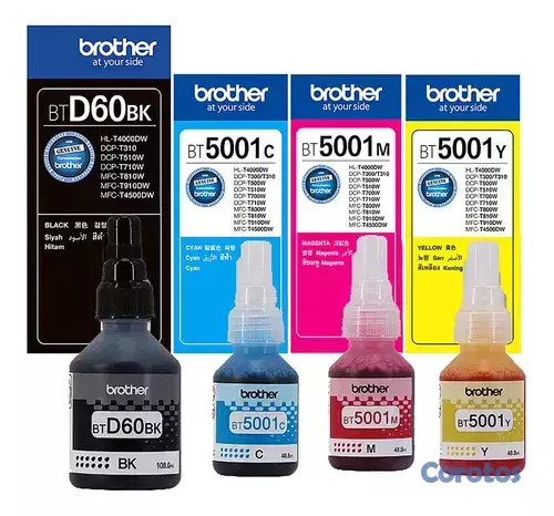 impresoras y scanners - BOTELLA DE TINTA BROTHER 5001Y D60BK  EN TODOS LOS