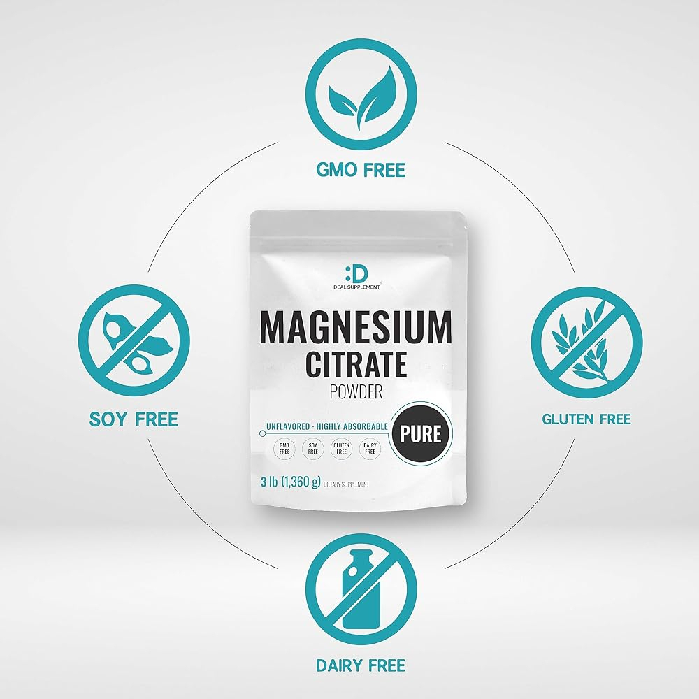 Salud y Equipamiento Médico - Citrato De Magnesio En Polvo 500 Mg, 3 Libras Sin Sabor 2