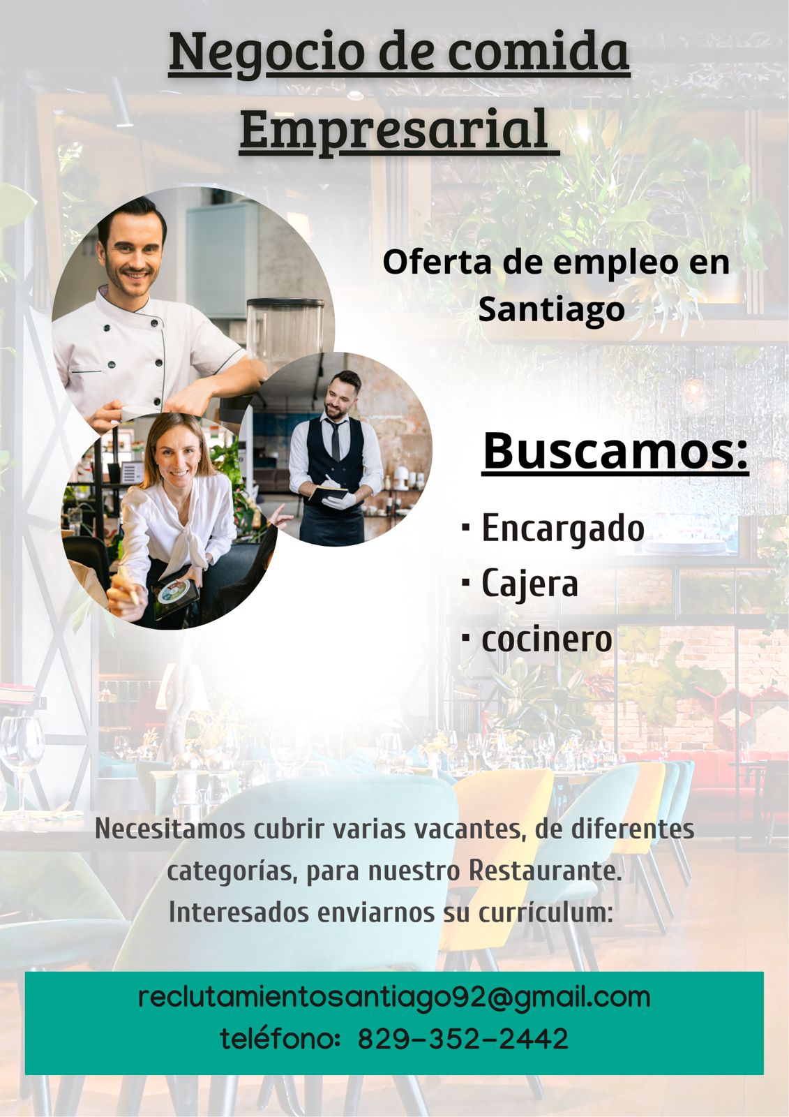 empleos disponibles - Buscamos cocinero y Mas vacantes 