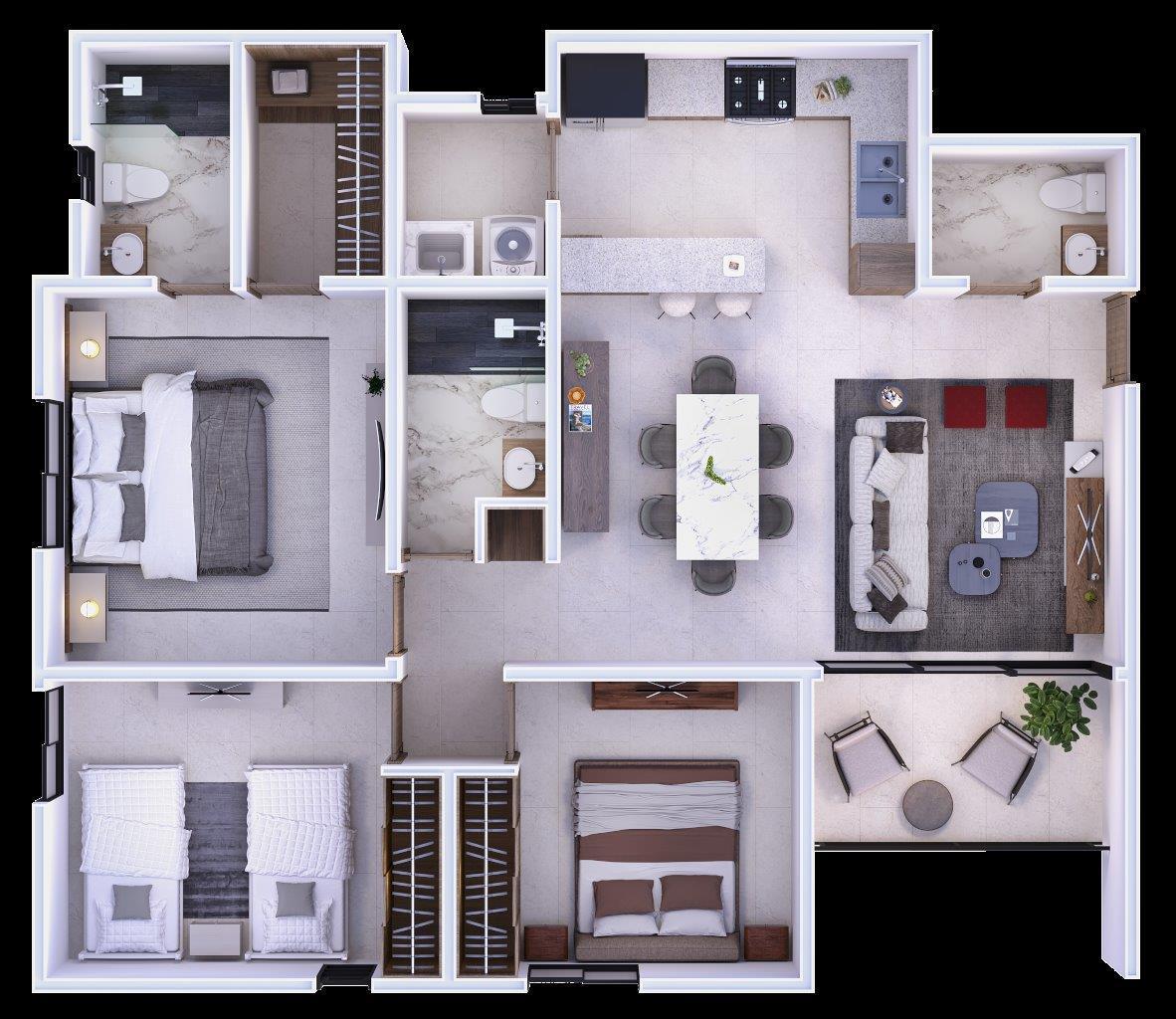 apartamentos - Apartamentos en Venta en Alaia Residences | Rieles de Gurabo, Santiago 3