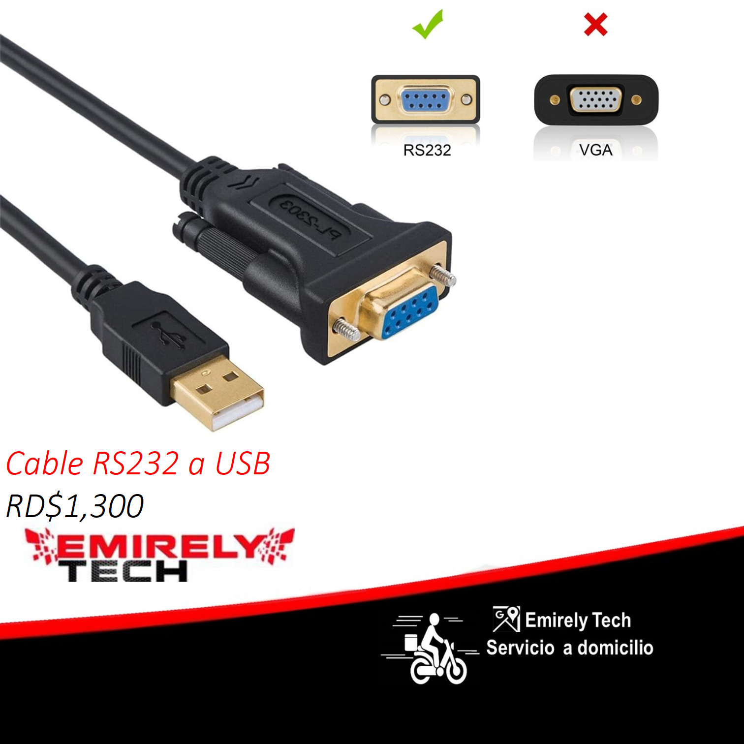 equipos profesionales - Cable serial DB9 de USB 2.0 hembra a USB RS232 0