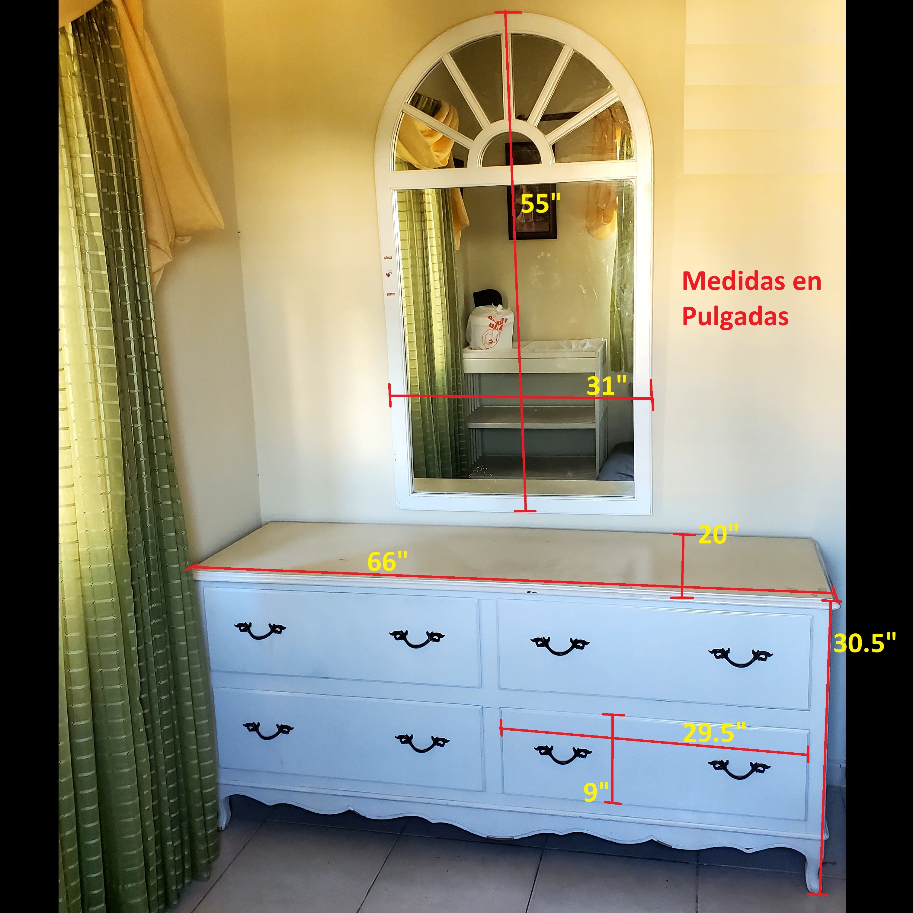 muebles y colchones - Comoda Gavetero 4 cajones con Espejo Madera Solida 1