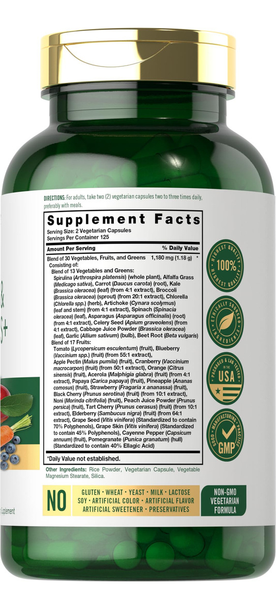 Salud y Equipamiento Médico - Suplemento De Frutas Y Verduras 250 Capsulas 1