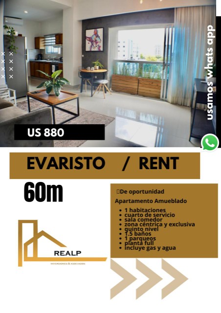 apartamentos - Apartamento amueblado evaristo 0
