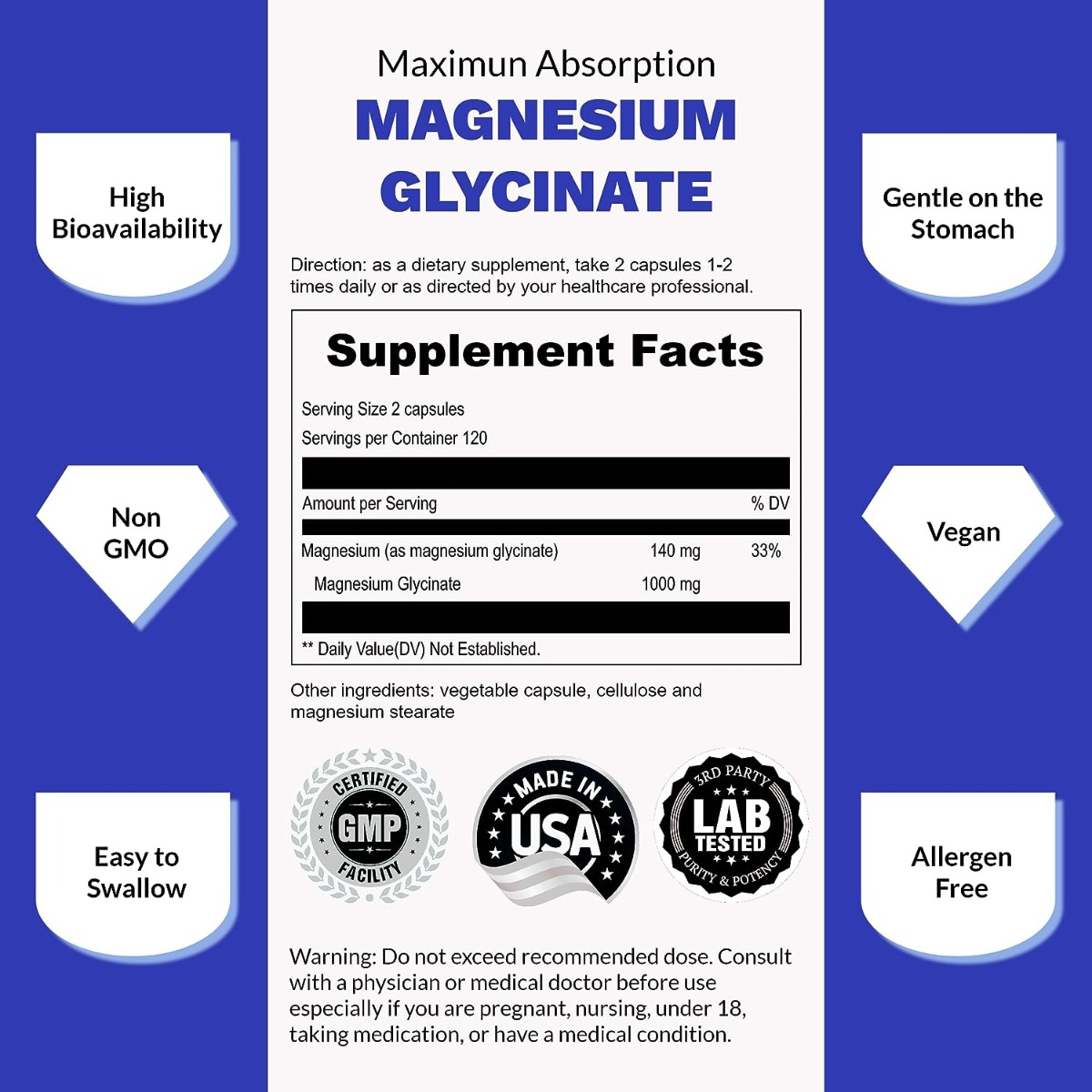 Salud y Equipamiento Médico - Glicinato Magnesio Upnourish - Unid - Unidad A $775 1