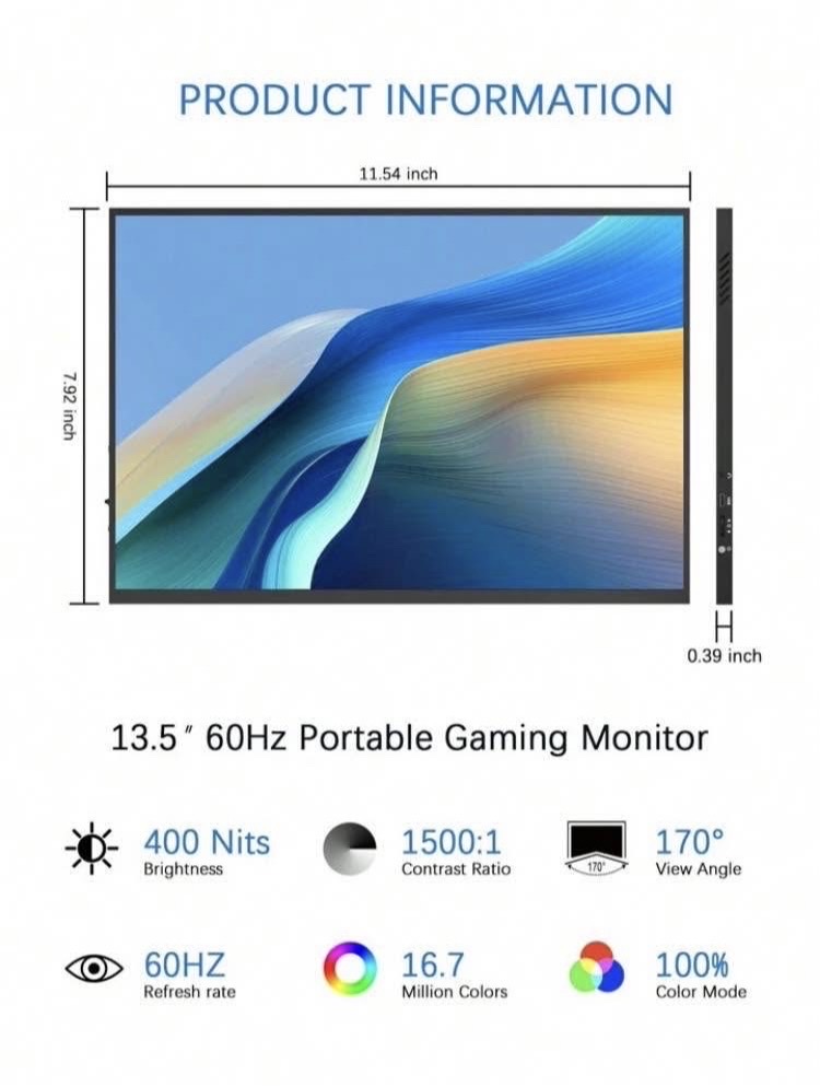 accesorios para electronica - Monitor Portátil Para Videojuegos OJIAMI De 13,5 Pulgadas. 1