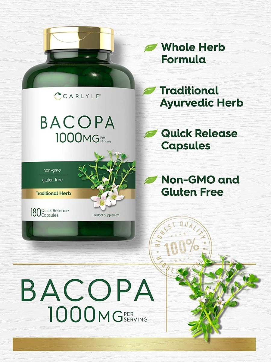 Salud y Equipamiento Médico - Bacopa Monnieri 1000 Mg 180 Cap Sin Ogm Y Sin Gluten 3