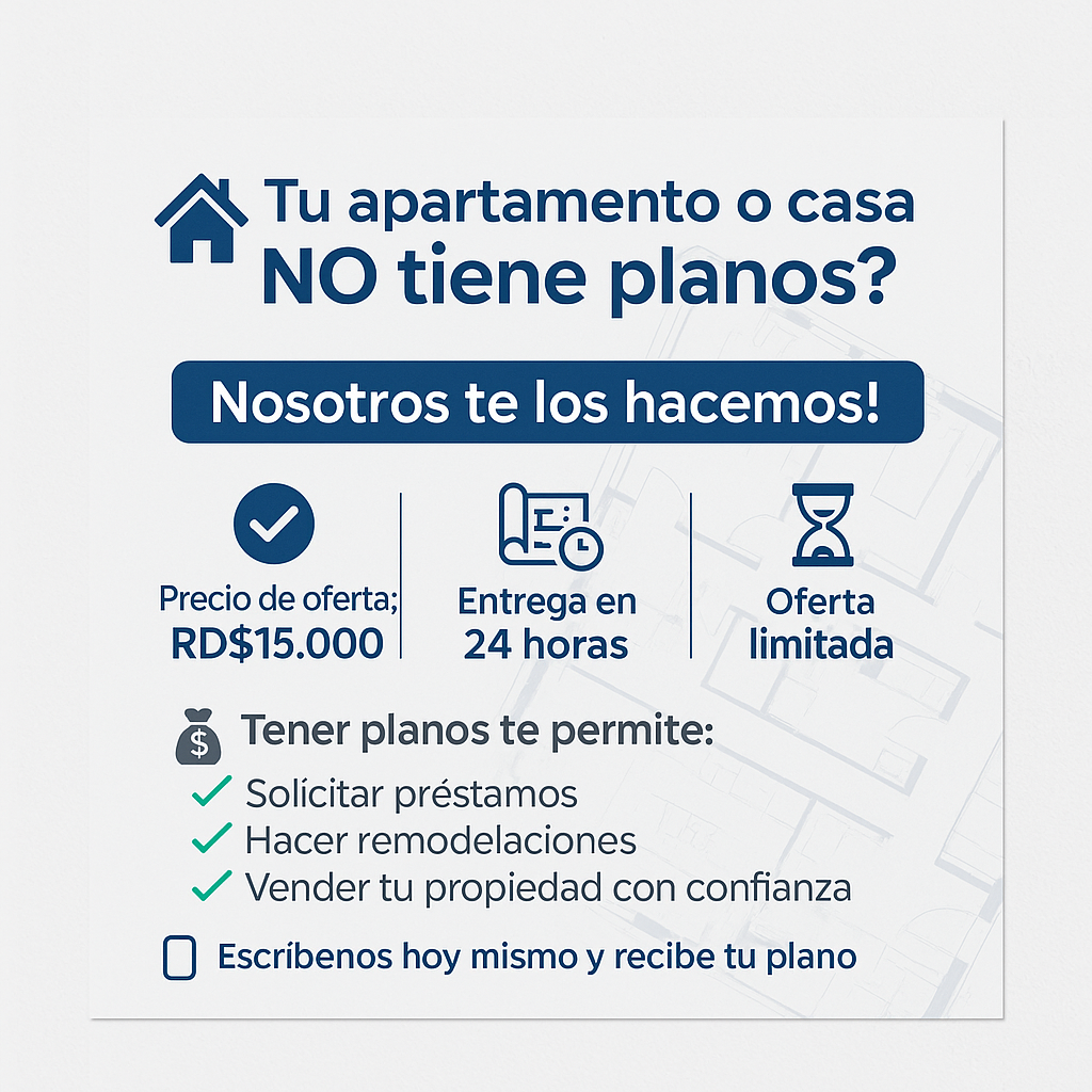 servicios profesionales - ¿Tu apartamento o casa NO tiene planos?