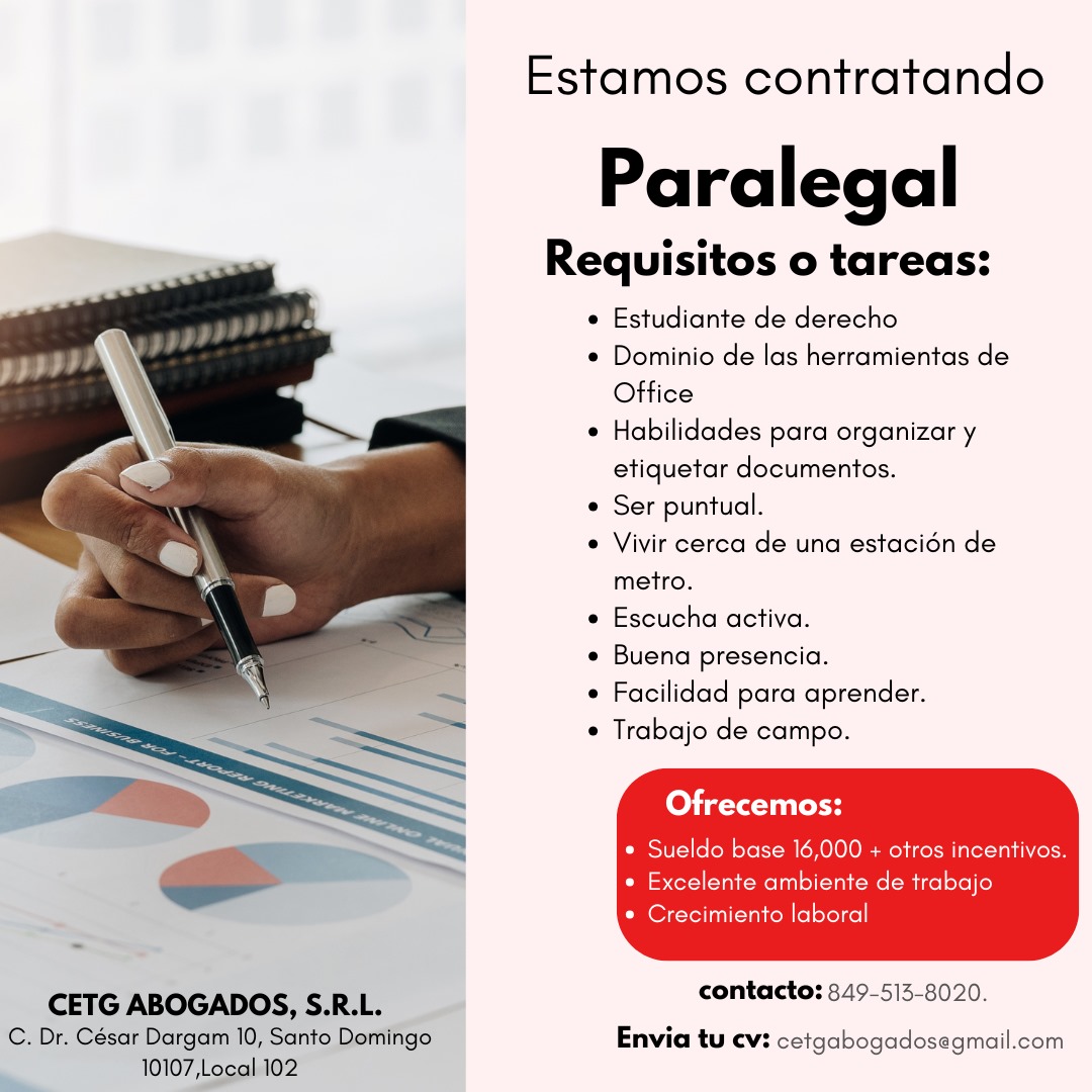 empleos disponibles - SE BUSCA PARALEGAL