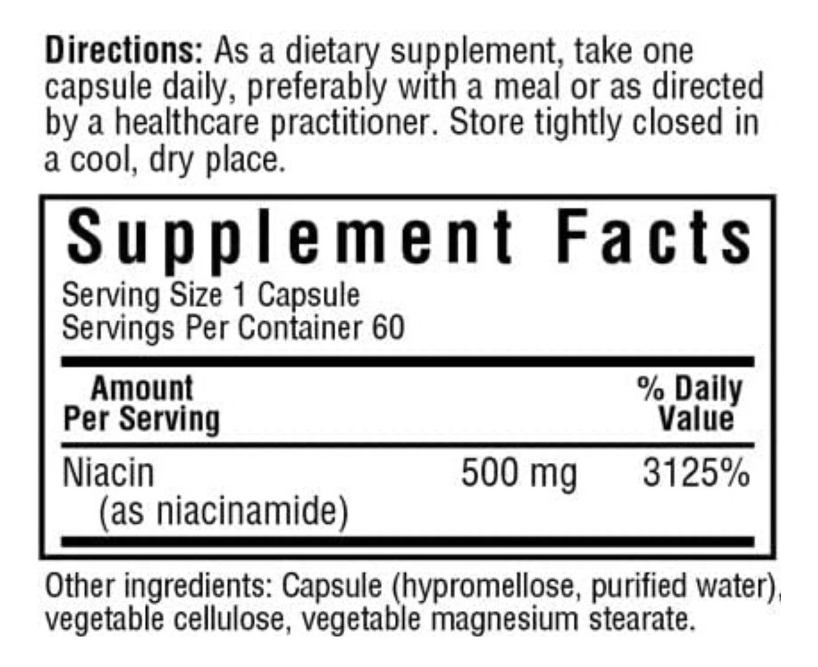 Salud y Equipamiento Médico - Niacinamida 500 Mg Bluebonnet 1