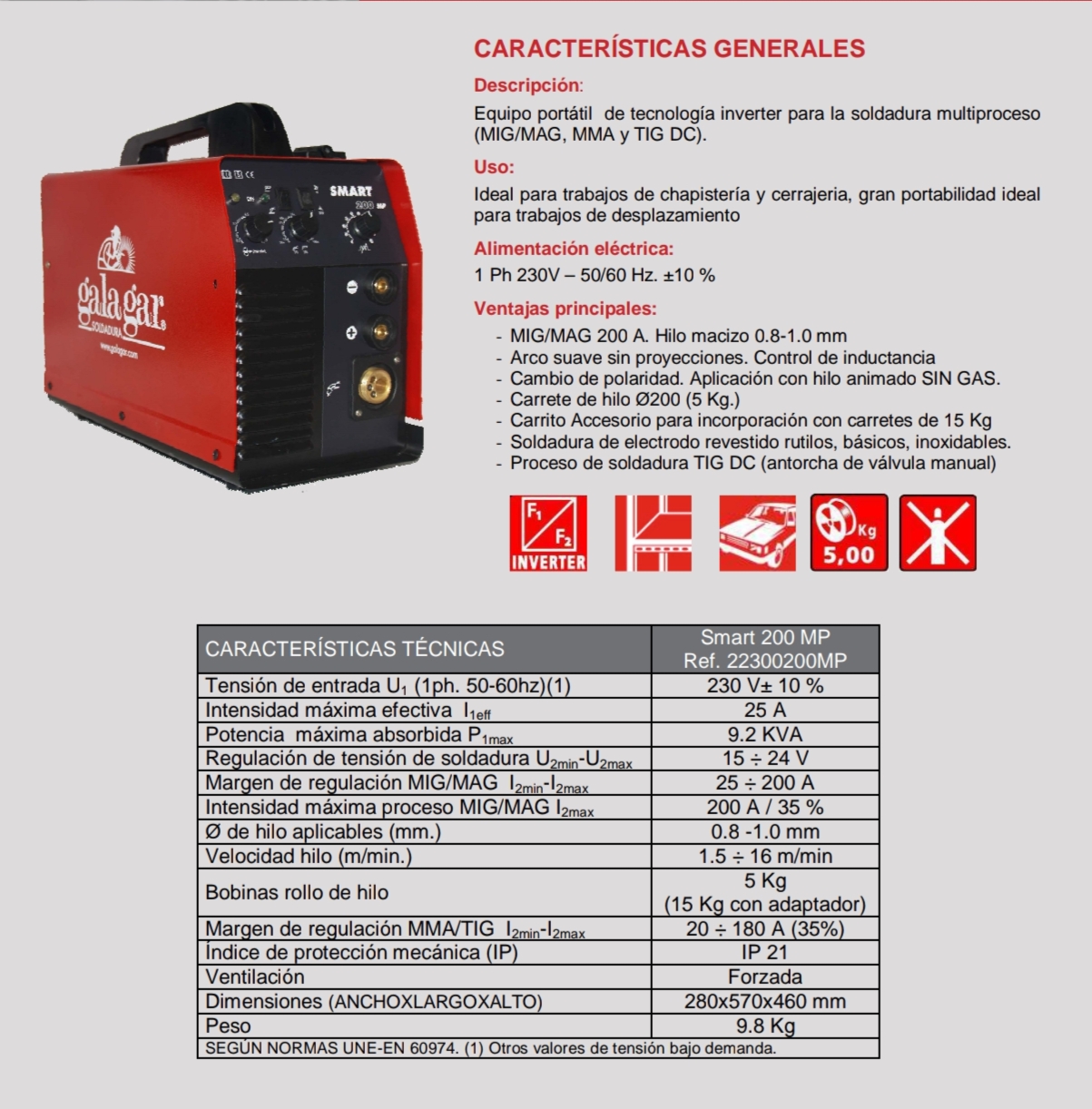 equipos profesionales - Maquina de Soldar Inverter Smart 200 MP 4