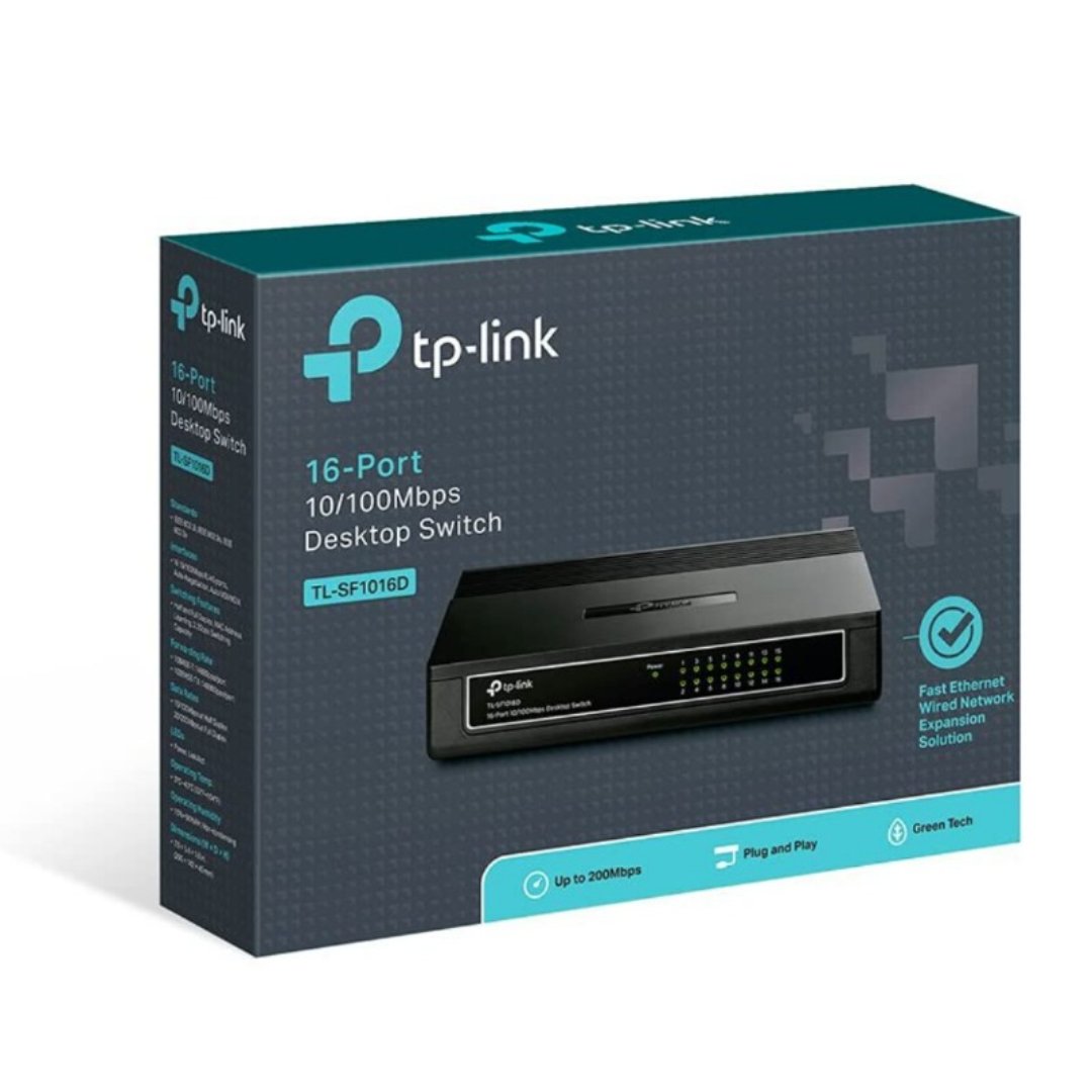 computadoras y laptops - SWITCH 16 PUERTOS TP-LINK TL-SF1016D, NO ADMINISTRABLE/DESKTOP, 16 PUERTOS  0